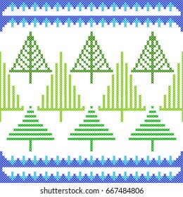 illustration of Cross Stitch Embroidery Christmas design for seamless pattern texture
