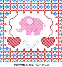 illustration of Cross Stitch Embroidery design for seamless pattern texture