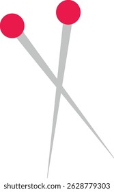Illustration of crossed knitting needles or pins, simple and elegant craft symbol.