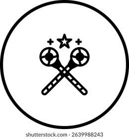 Illustration of crossed lacrosse sticks with a star, symbolizing sports and teamwork