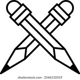 Illustration of crossed pencils in line drawing style