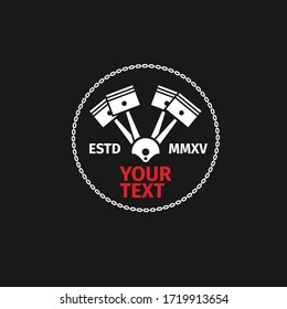 Illustration with crossed pistons, with dark background. using for tatoo and tshirt design.