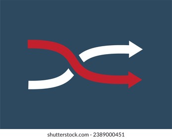 illustration of crossed red and white forward arrows
