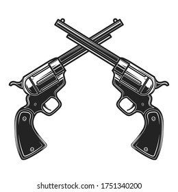 Illustration Crossed Revolvers Engraving Style Design Stock ...