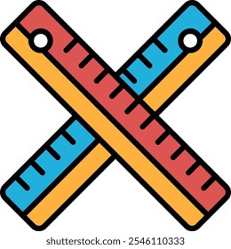 Illustration of crossed rulers in line drawing style