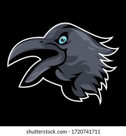 
illustration of crow head, crow mascot logo
