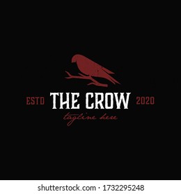 illustration of the crow logo perched itself on a dried tree branch