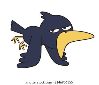 Illustration of a crow with a scary face. Vector illustration on white background.