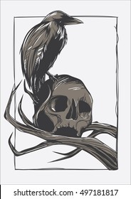 Illustration Crow Skull