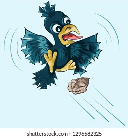 illustration of a crow soaring in the air
