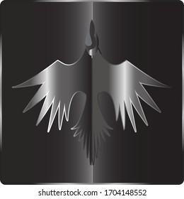Illustration of Crow; Stock Vector Icon. Monochrome Style. Dark Background.
