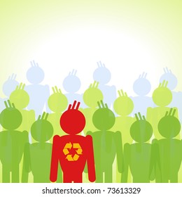illustration with crowd of eco people
