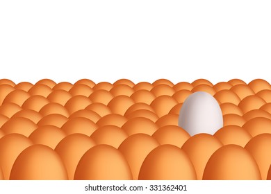 illustration of crowd of eggs with two colors on white background