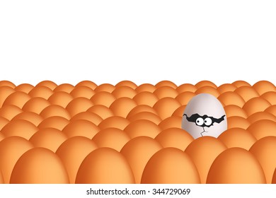 illustration of crowd of eggs with white and brown color