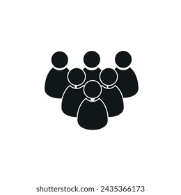  Illustration einer Menschenmenge, eine Ikone menschlicher Silhouetten. Ein soziales Symbol, ein Symbol einer Benutzergruppe, ein Unternehmensteam. Flacher Designstil, Abbildung