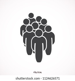 Illustration Of Crowd Of People Icon Silhouettes Vector. Social Icon. Flat Style Design. User Group Network. Corporate Team Group. Community Member Icon. Business Team Work Activity. Staff Unity Icon