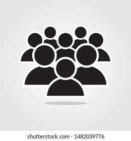 Illustration of crowd of people icon silhouettes vector. Social icon. Flat style design. User group network. Corporate team group. Community member icon. Business team work activity. Staff unity icon