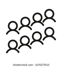 Illustration of crowd of people icon silhouettes vector. Social icon. User group network. Corporate team group. Community member icon. Business team work activity. Family