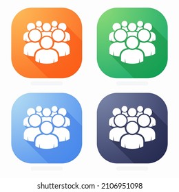 Illustration Of Crowd Of People Icon Silhouettes Vector. Long Shadow Style Icon Design. User Group Network. Corporate Team Group. Community Member Icon. Business Team Work Activity. Staff Unity Icon