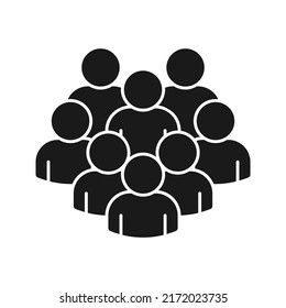 Illustration of crowd of people icon silhouettes vector. Social icon. Flat style design. User group network. Corporate team group. Community member icon. Business team work activity. Staff unity icon