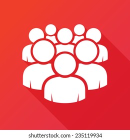 Illustration of crowd of people - icon silhouettes vector. Social icon. Modern design flat style icon with long shadow effect