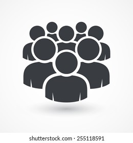 Illustration of crowd of people icon silhouettes vector. Social icon. Flat style design. User group network. Corporate team group. Community member icon. Business team work activity. Staff unity icon 