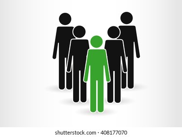 Illustration of crowd of people - icon silhouettes vector. Social icon. Flat style design. Vector EPS 10.