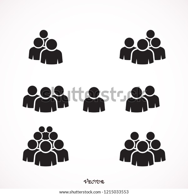 Illustration of crowd of people icon silhouettes\
vector. Social icon. Flat style design. User group network.\
Corporate team group. Community member icon. Business team work\
activity. Staff unity\
icon
