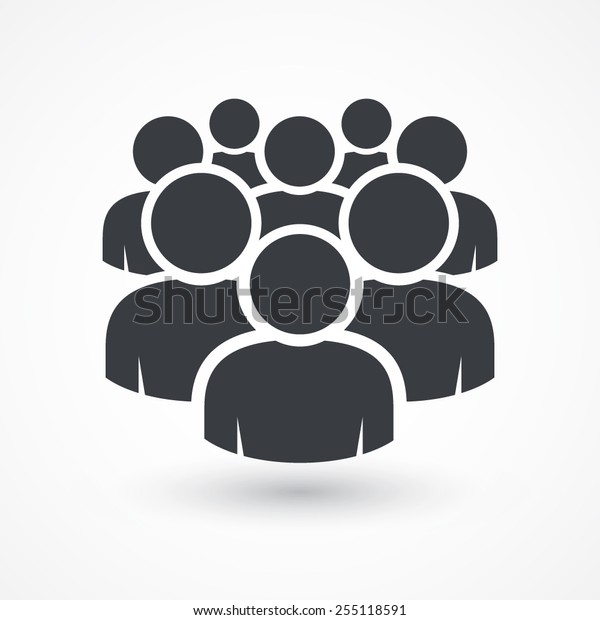 Illustration of crowd of people icon silhouettes vector.\
Social icon. Flat style design. User group network. Corporate team\
group. Community member icon. Business team work activity. Staff\
unity icon 