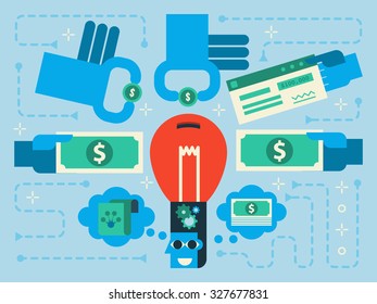 Illustration of crowdfunding concept flat design background