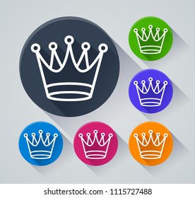 Illustration of crown circle icons with shadow