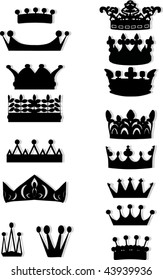 illustration with crown collection isolated on white background