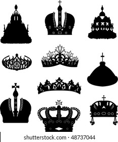 ilustración con colección de coronas aisladas en fondo blanco