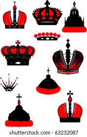 illustration with crown collection isolated on white background