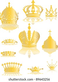 illustration with crown collection isolated on white background