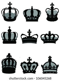 illustration with crown collection isolated-vector