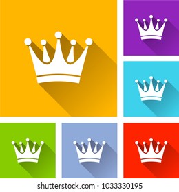 Illustration of crown icons with long shadow