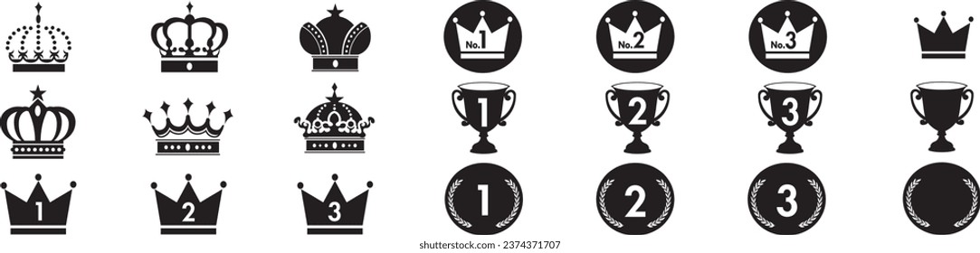 Illustration of crown icons set