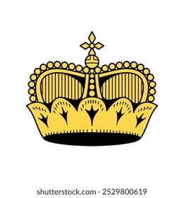 Illustration of a crown. Symbol of power, king or VIP status. Attribute of privilege or bonus. Symbol of the Principality of Liechtenstein.