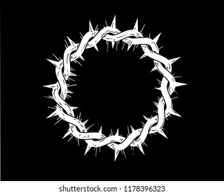 Illustration of a Crown of Thorn in Black and White