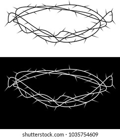 Illustration of a crown of thorns in black and white