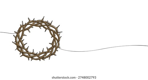 Illustration of a crown of thorns, symbolizing the suffering of Jesus Christ, sacrifice, crucifixion, faith, and Christian devotion.