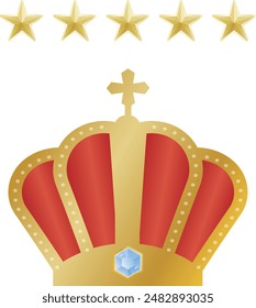 Ilustración de una corona y una estrella tridimensional. Es perfecto para clasificaciones, calificaciones y altas calificaciones.