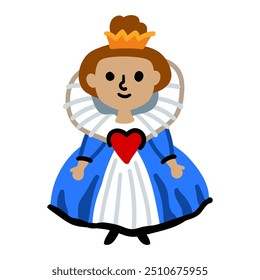 Illustration of a Crowned Prom Queen in blue dress Character vector illustration isolated on a white background