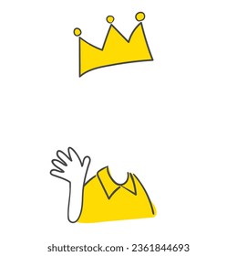Ilustración con una pose con corona que permite el reemplazo de la cara.