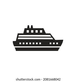 illustration of a cruise ship icon, sea travel, vacation.