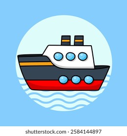 Illustration of cruise ship with side view