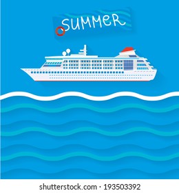 The illustration of cruise ship. Vector image.