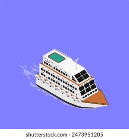 Illustration cruise ship, yacht, vector isometric design