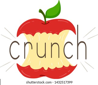 Illustration of Crunch and an Apple Core. Learning Onomatopoeia